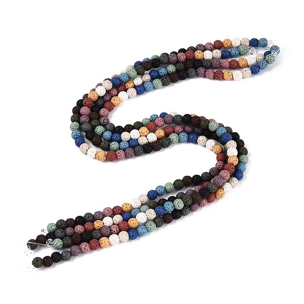 Brins de perles de pierre de lave naturelle