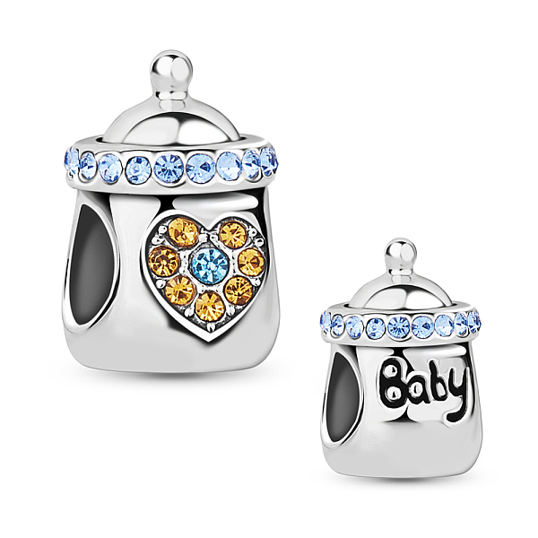 

PandaHall TINYSAND Feeding-bottle 925 Sterling Silver European Beads, Large Hole Beads, with Cubic Zirconia, Platinum, 12.01x8.05x8.23mm...