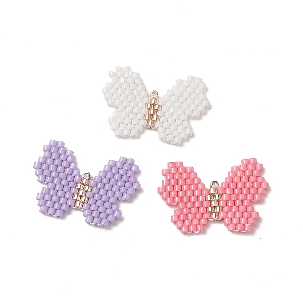 

PandaHall 3Pcs 3 Color Handmade MIYUKI Japanese Seed Pendants, Loom Pattern, Butterfly, Mixed Color, 16.5x23x2mm, Hole: 0.6mm, 1Pc/color..., Multicolor