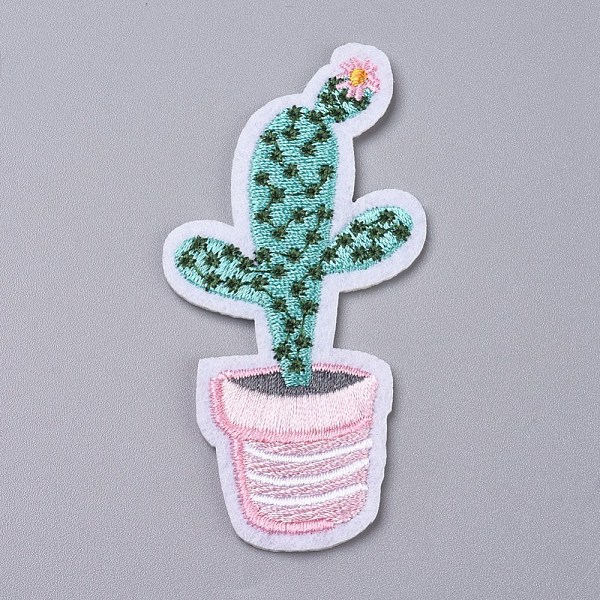 PandaHall Computerized Embroidery Cloth Iron on/Sew on Patches, Costume Accessories, Appliques, for Backpacks, Clothes, Cactus, Green...
