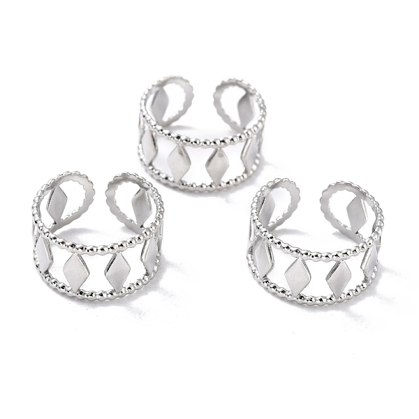 

PandaHall 304 Stainless Steel Finger Rings, Cuff Rings, Long-Lasting Plated, Rhombus, Stainless Steel Color, US Size 7 1/4(17.5mm), 10mm 304...