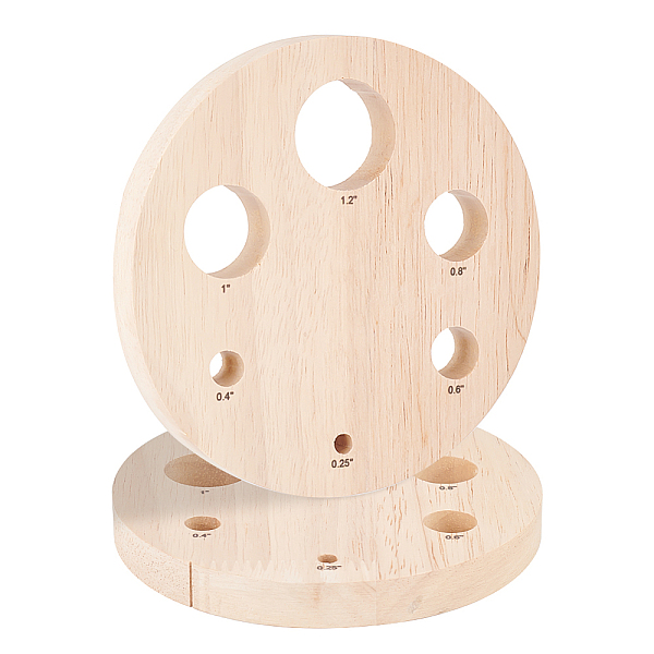 

PandaHall Wood Safety Eye Insertion Tool for Toy Making, Flat Round, 126x14mm, Hole: 5.5mm and 9mm and 14.5mm and 19.5mm and 24.5mm and..., Orange