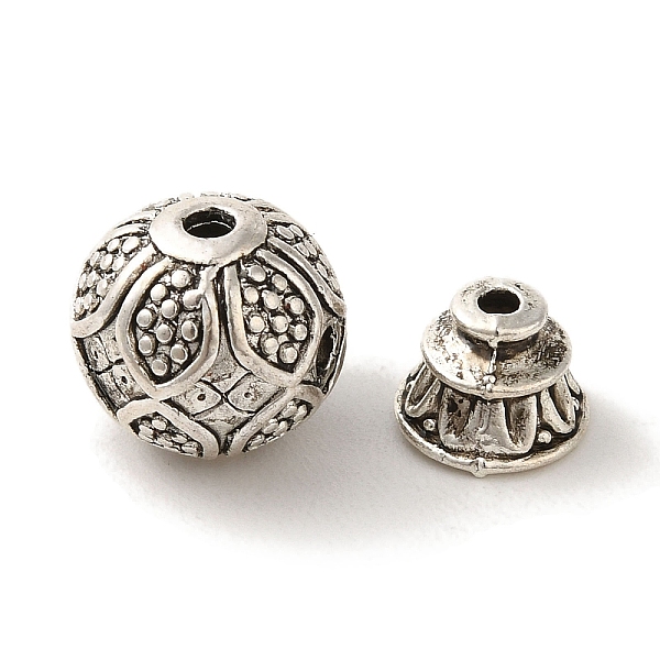 

PandaHall Tibetan Style Alloy Guru Bead Sets, T-Drilled Beads, 3-Hole Round Beads, Antique Silver, 13.5x13mm, Hole: 2.3mm Alloy