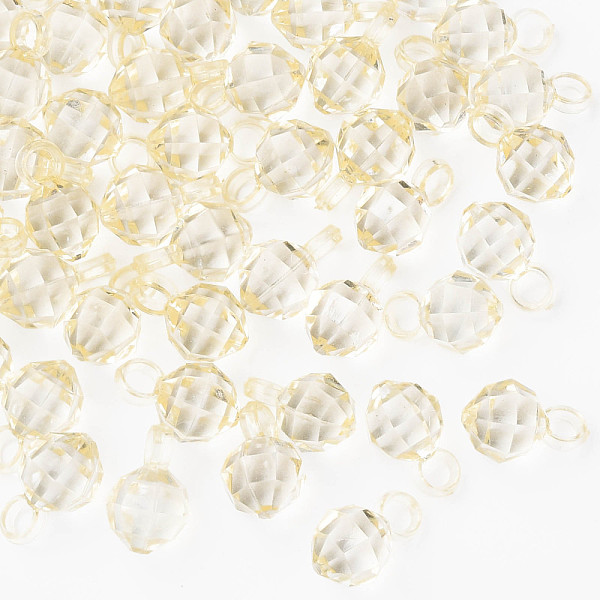 

PandaHall Transparent Acrylic Pendants, Faceted, Round, Light Yellow, 18x11x11mm, Hole: 4mm Acrylic Round