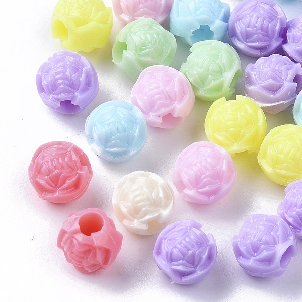 

PandaHall Opaque Polystyrene(PS) Plastic European Beads, Large Hole Beads, Flower, Mixed Color, 9.5x8.5mm, Hole: 4mm, about 1500pcs/500g..., Multicolor