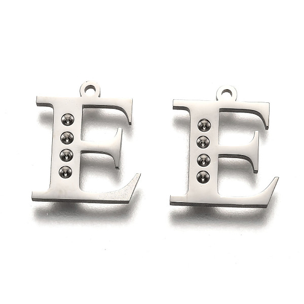 

PandaHall 304 Stainless Steel Letter Pendant Rhinestone Settings, Letter.E, 15.5x13x1.5mm, Hole: 1.2mm, Fit of: 1.6mm rhinestone 304...