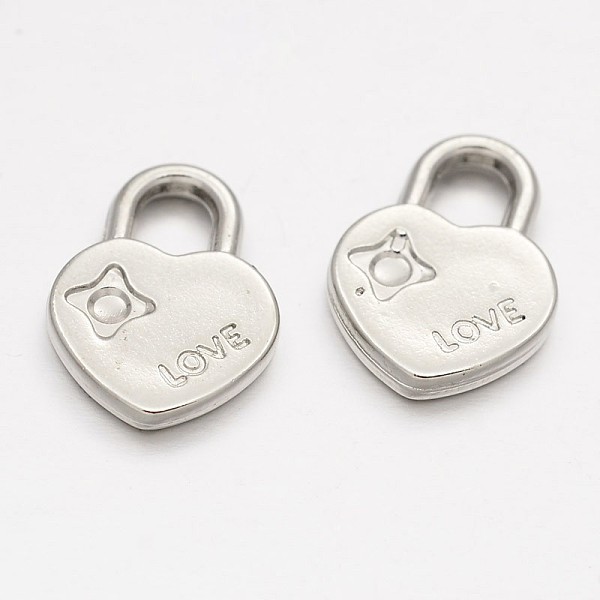 

PandaHall CCB Plastic Pendants, Heart Lock with Word LOVE, For Valentine's Day, Platinum, 18x13x2mm, Hole: 4mm Plastic Heart