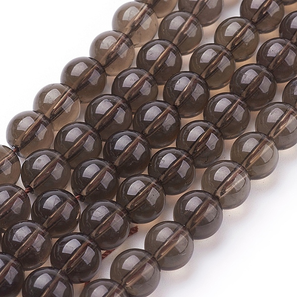 

PandaHall Natural Smoky Quartz Beads Strands, Round, 4mm, Hole: 1mm, about 47pcs/strand, 7.5 inch Smoky Quartz Round Gray