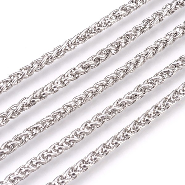 

PandaHall 304 Stainless Steel Wheat Chains, Foxtail Chain, Unwelded, Stainless Steel Color, 4mm 304 Stainless Steel