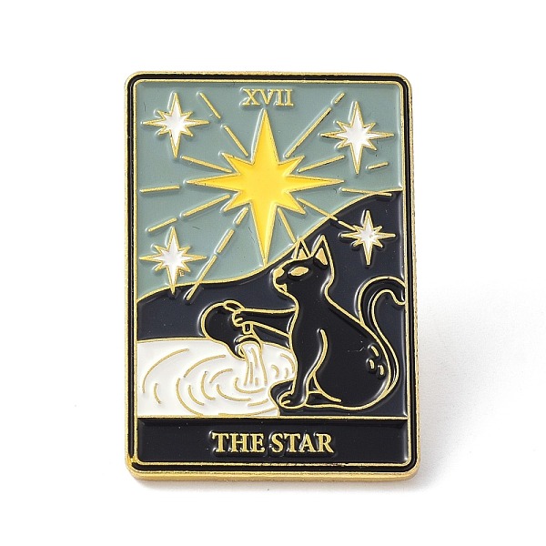 

PandaHall Fashion Tarot Card Enamel Pin, Alloy Brooch, Golden, The Star XVII, 30.5x21x10mm, Pin: 1mm Alloy+Enamel Tarot