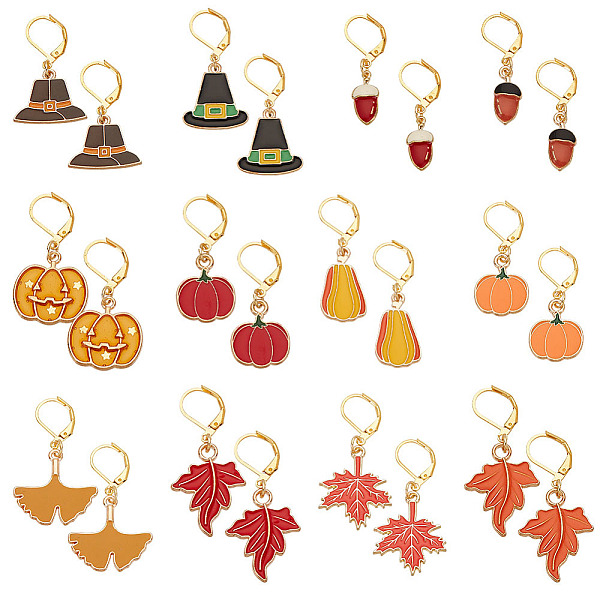 24Pcs 12 Styles Alloy Enamel Pendant Decorations-image-HJEW-PH01903-en