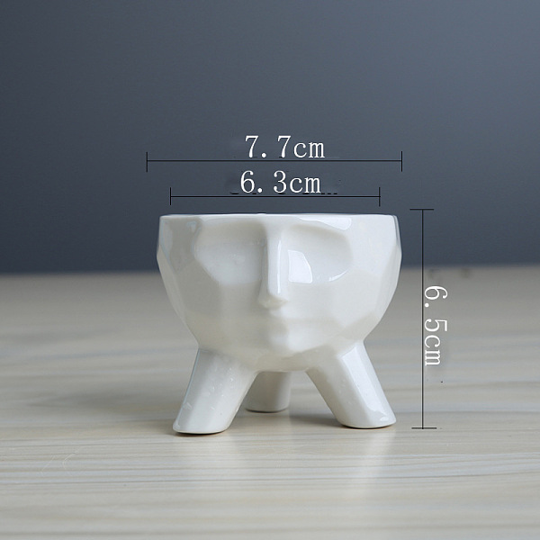 

PandaHall Abstract Art Human Face Ceramic Flower Pots, Succulent Planters, Modern Ceramic Vase, White, 77x65mm, Inner Diameter: 63mm...