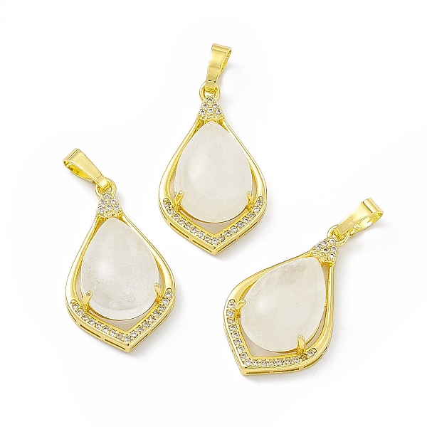 

PandaHall Natural Quartz Crystal Pendants, Rock Crystal Pendants, Teardrop Charms, with Golden Tone Rack Plating Brass Findings, Cadmium...