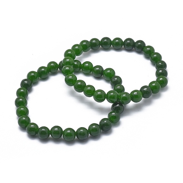 

PandaHall Natural TaiWan Jade Bead Stretch Bracelets, Round, Dyed, 2 inch~2-3/8 inch(5~6cm), Bead: 5.8~6.8mm TaiWan Jade