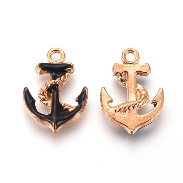 

PandaHall Enamel Pendants, with Light Gold Plated AlLoy Findings, Anchor, Black, 17x12x3mm, Hole: 2mm Alloy+Enamel Anchor & Helm Black