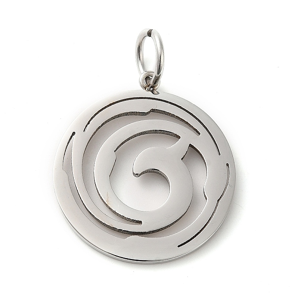 

PandaHall 304 Stainless Steel Pendants, with Jump Ring, Flat Round, Stainless Steel Color, Vortex, 27.5x24.5x1.4mm, Hole: 5.5mm 304...
