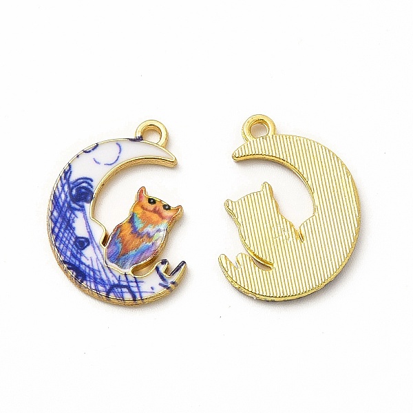 

PandaHall Alloy Printed Pendants, Cadmium Free & Nickel Free & Lead Free, Moon With Owl, Orange, 20.5x16x1.5mm, Hole: 1.5mm Alloy Moon...