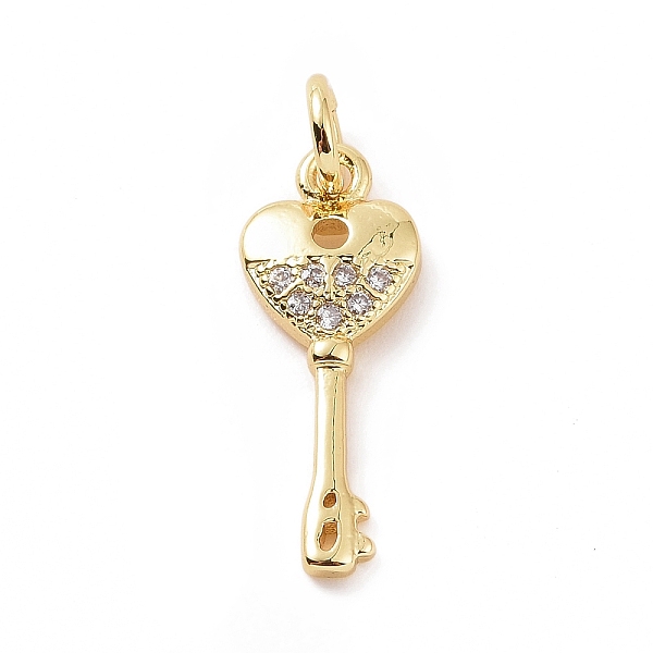 

PandaHall Brass Micro Pave Cubic Zirconia Pendants, with Jump Ring, Heart Key Charm, Golden, 16.5x7x2mm, Hole: 2.8mm Brass+Cubic Zirconia..., Clear