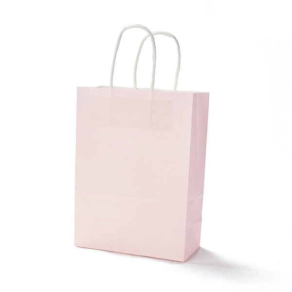 

PandaHall Rectangle Paper Bags, with Handles, for Gift Bags and Shopping Bags, Misty Rose, 22x16x7.9cm, Fold: 22x16x0.2cm Paper None