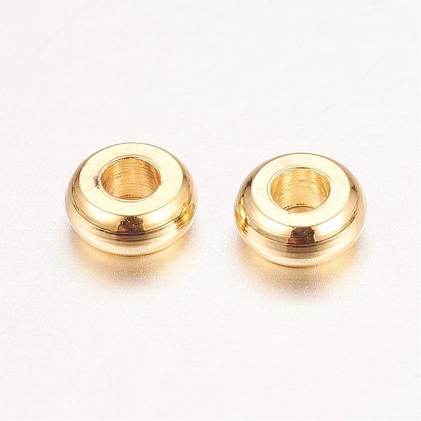

PandaHall Real 18K Gold Plated Brass Spacer Beads, Nickel Free, Flat Round, 4x1.5mm, Hole: 1.5mm Brass Flat Round