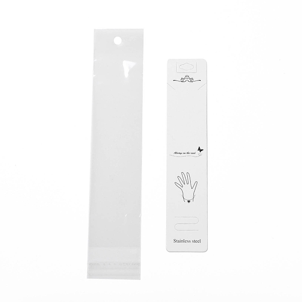 

PandaHall Paper Bracelet Display Cards, with OPP Cellophane Bags, Rectangle with Hand Pattern, White, Card: 19.5x4x0.05cm, Bag: 25x5x0.01cm...
