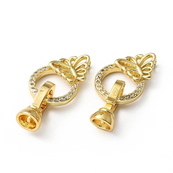 

PandaHall Rack Plating Brass Micro Pave Clear Cubic Zirconia Fold Over Clasps, Cadmium Free & Lead Free, Long-Lasting Plated, Butterfly...