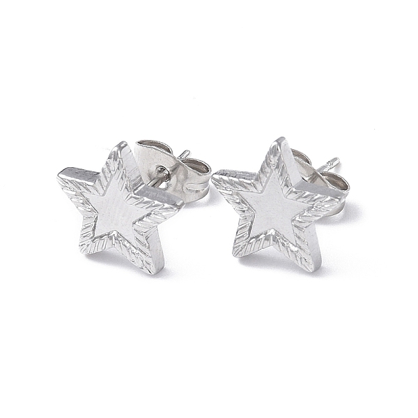 

PandaHall 304 Stainless Steel Stud Earring for Women, Star, Stainless Steel Color, 10.4x11mm, Pin: 0.8mm 304 Stainless Steel Star