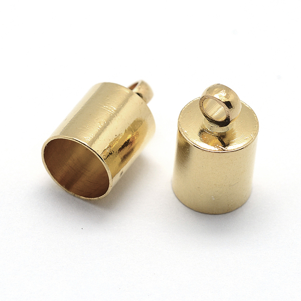 

PandaHall Brass Cord Ends, End Caps, Golden, 8x4mm, Hole: 1mm, Inner Diameter: 3mm Alloy
