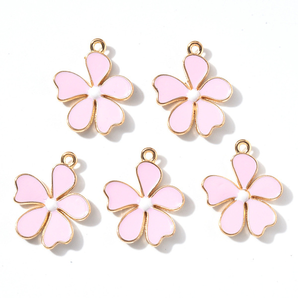 

PandaHall Alloy Enamel Pendants, Flower, Light Gold, Pink, 20x18x3mm, Hole: 1.4mm Alloy+Enamel Flower Pink