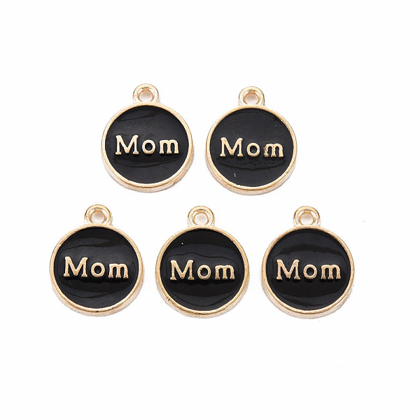 

PandaHall Alloy Enamel Charms, Cadmium Free & Lead Free, Light Gold, Flat Round with Mom, Black, 14.5x12x2mm, Hole: 1.4mm Alloy+Enamel Flat...