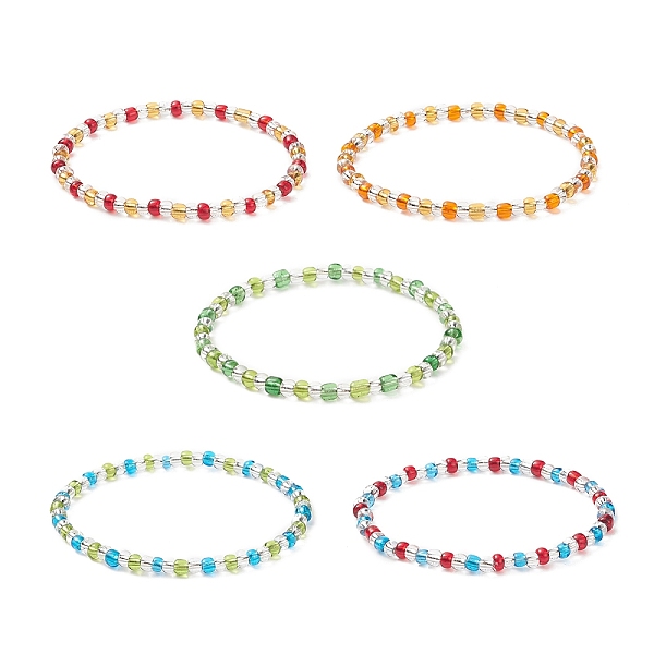 

PandaHall Glass Seed Beads Beaded Bracelets, Colorful Stretch Bracelets for Woman, Mixed Color, Inner Diameter: 2 inch(5.2cm), 4mm Glass..., Multicolor