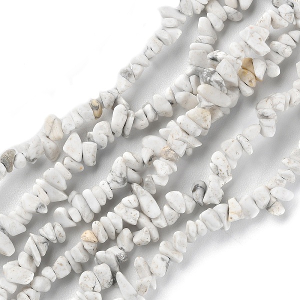 

PandaHall Natural Howlite Beads Strands, Chip, 1.5~4.5x3~13x2.5~8mm, Hole: 0.6mm, 30.94~31.97 inch(78.6~81.2cm) Howlite Chip