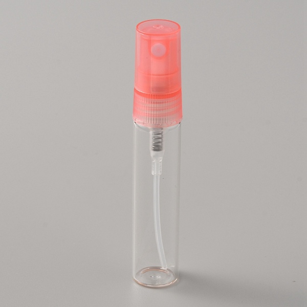 

PandaHall Transparent Glass Spray Bottles, Fine Mist Atomizer, with Plastic Dust Cap, Refillable Bottle, Column, Salmon, 1.4x7.9cm, Capacity..., Red