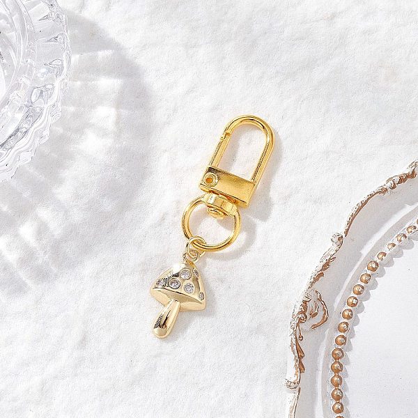 Decorazioni pendenti in ottone a forma di fungo con micro pavé di zirconi cubici