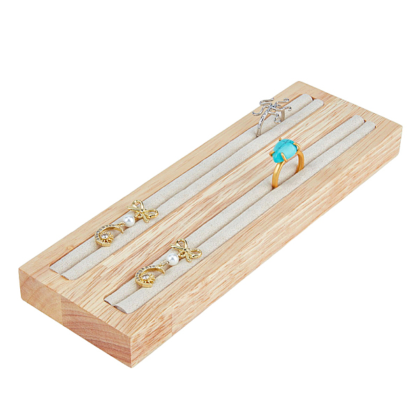 

PandaHall 2-Slot Wood Ring Displays, Finger Ring Organizer Holder, with Velvet, Beige, 19.2x6.2x1.7cm Wood Yellow