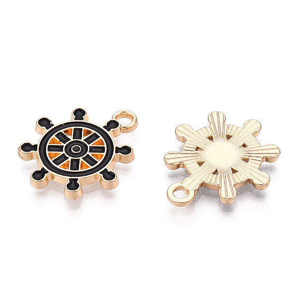 

PandaHall Alloy Pendants, with Enamel, Cadmium Free & Lead Free, Light Gold, Helm, Black, 19.5x17x1.5mm, Hole: 1.8mm Alloy+Enamel Anchor &...