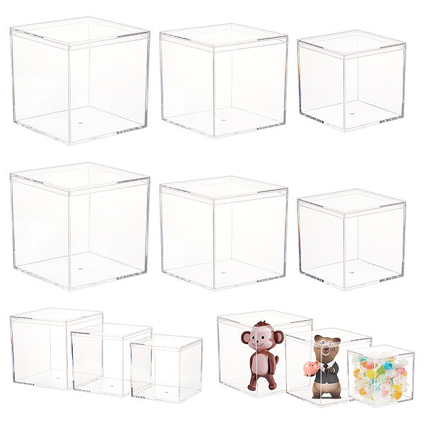 

PandaHall 12 Pcs 3 Sizes Square Transparent Display Boxes, Acrylic Display Case Small Acrylic Box with Lids Gifts Box Storage Display Box..., Clear