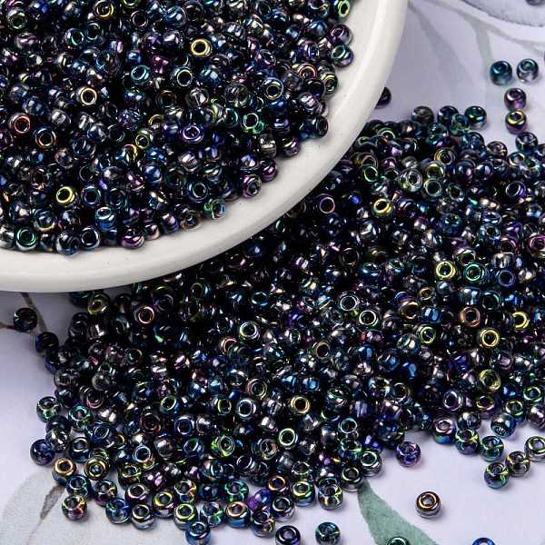

PandaHall MIYUKI Round Rocailles Beads, Japanese Seed Beads, (RR4572) Magic Blue, 8/0, 3mm, Hole: 1mm, about 422~455pcs/10g Glass Blue