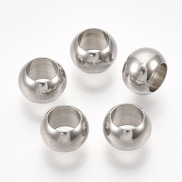 

PandaHall 201 Stainless Steel Beads, Round, Stainless Steel Color, 8x5mm, Hole: 5mm 201 Stainless Steel Round