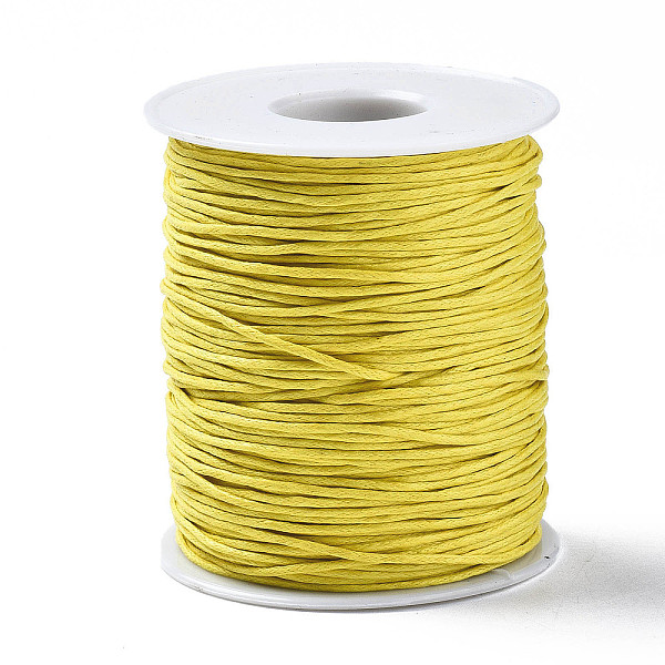 PandaHall Waxed Cotton Thread Cords, Yellow, 1mm, about 10.93 yards(10m)/roll Waxed Cotton Cord Round Yellow