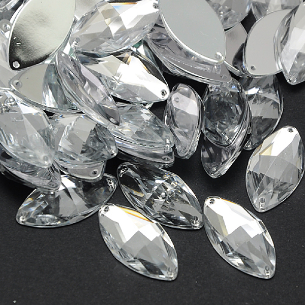 

PandaHall Sew on Rhinestone, Taiwan Acrylic Rhinestone, Two Holes, Garment Accessories, Faceted, Horse Eye, Clear, 12x6x3mm, Hole: 1mm...