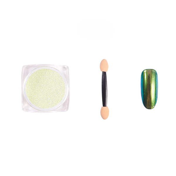

PandaHall Chameleon Color Change Nail Chrome Powder, Shinning Mirror Effect, with Brush and False Nail, Light Green, 28x28x14mm Metal Others...