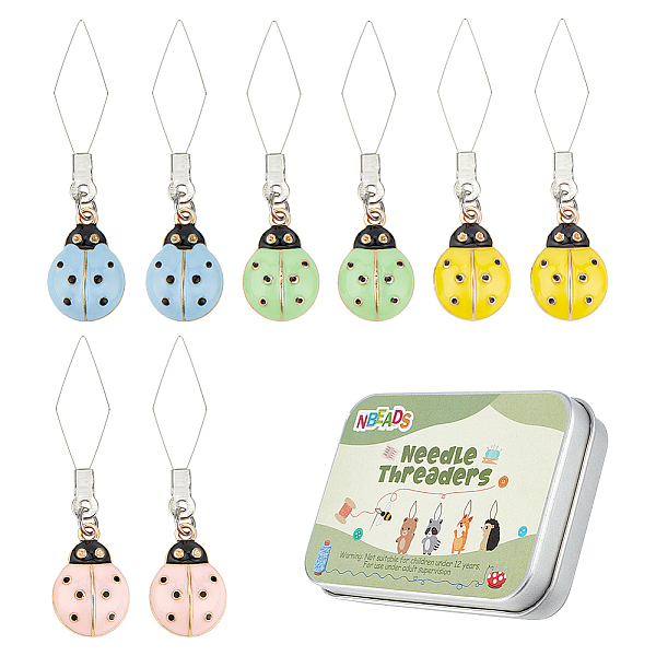 

PandaHall 8Pcs 4 Colors Ladybug 304 Stainless Steel Threader, Sewing Thread DIY Tools Quilting Fittings, with Light Gold Plated Zinc Alloy..., Multicolor