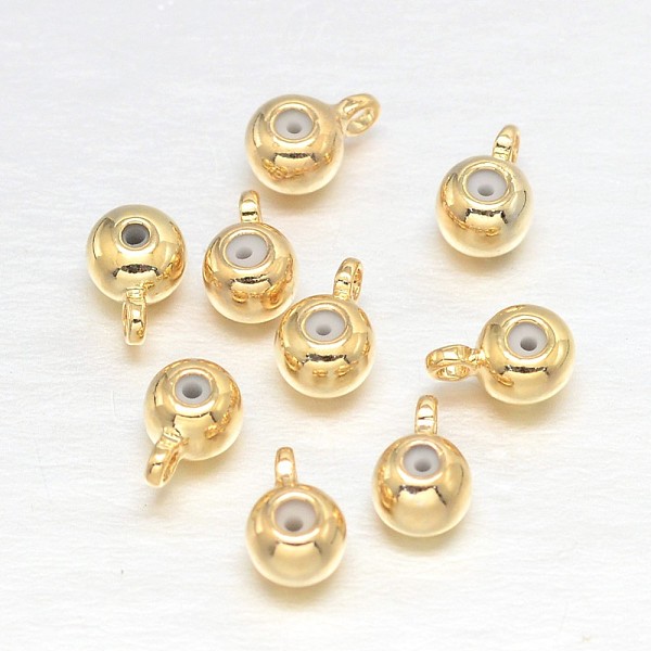 

PandaHall Flat Round Real 18K Gold Plated Brass Charms, with Plastic, Lead Free & Cadmium Free & Nickel Free, 6x4x3.5mm, Hole: 1mm...