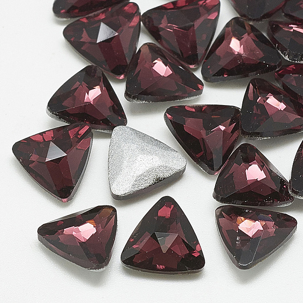 

PandaHall Pointed Back Glass Rhinestone Cabochons, Back Plated, Faceted, Triangle, Burgundy, 9.5x10x4mm Glass Rhinestone Triangle Purple