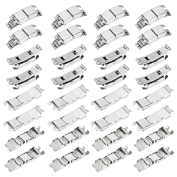 

PandaHall DICOSMETIC 20 Sets 2 Styles Rectangle 201 Stainless Steel Watch Band Clasps, Stainless Steel Color, 33~34x10~11x4~8mm, Hole...