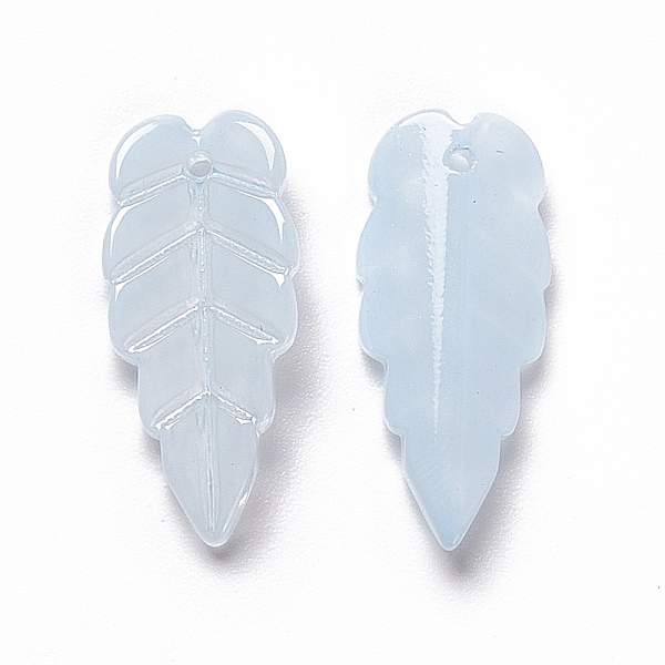 

PandaHall Electroplate Glass Pendant, Leaf, Light Blue, 23x10x3mm, Hole: 1.2mm Glass Leaf
