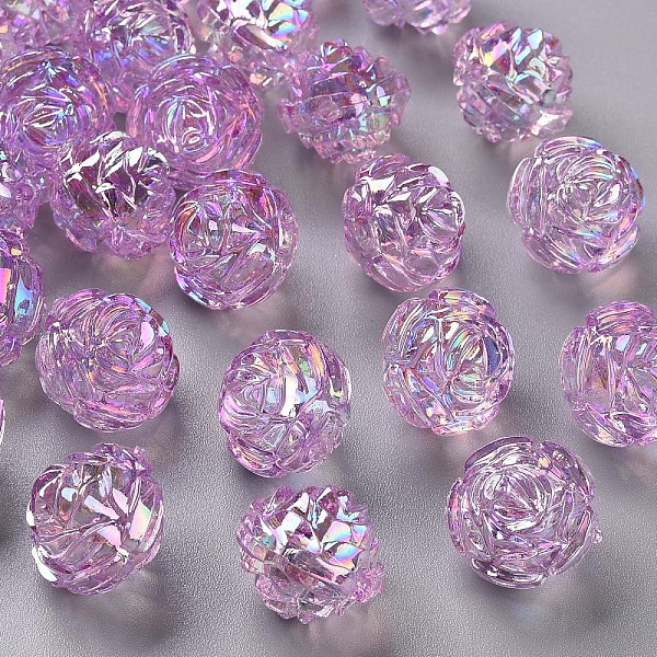 

PandaHall Transparent Acrylic Beads, AB Color, Flower, Violet, 18x16.5mm, Hole: 2.5mm Acrylic Flower Purple