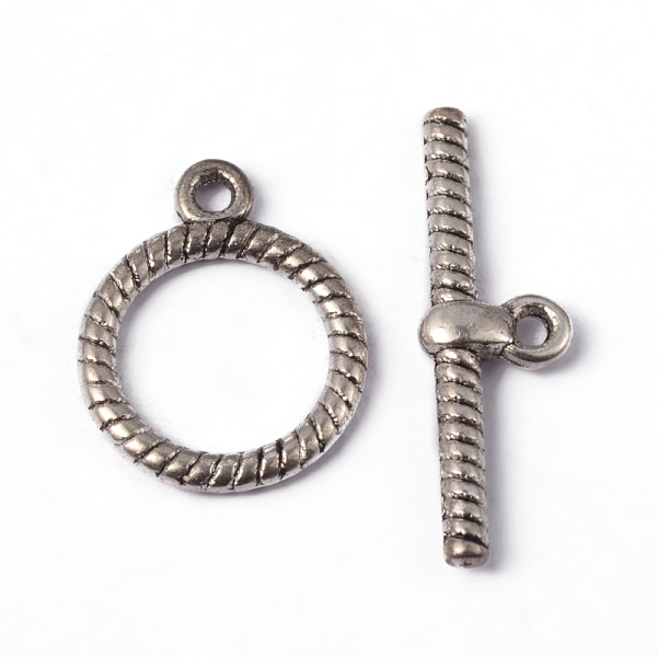 

PandaHall Tibetan Style Alloy Toggle Clasps, Lead Free and Cadmium Free, Ring, Antique Silver, Ring: 15.5mm in diameter, 20mm long, Bar...