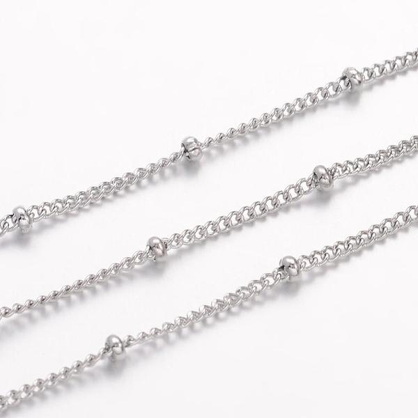 

PandaHall 304 Stainless Steel Twisted Chains, Curb Chains, Soldered, Satellite Chains, with Spool, Rondelle Beads, Stainless Steel Color...